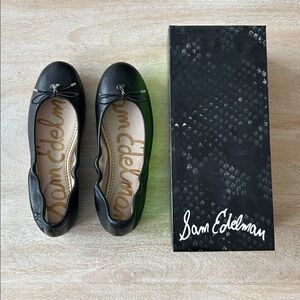 Sam Edelman Felicia Ballet Flat in Black Leather NEW